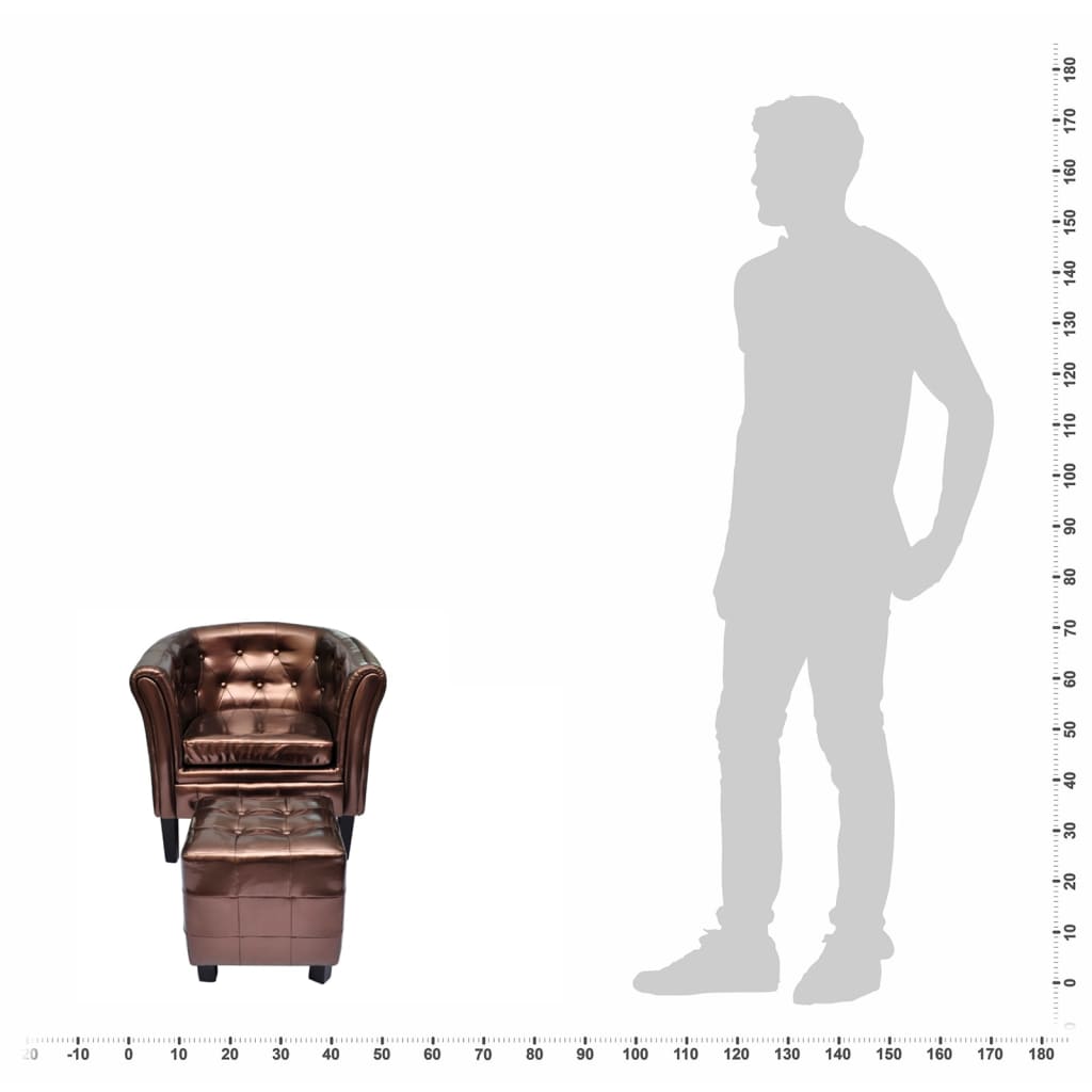 vidaXL Fotelja od umjetne kože s osloncem za noge smeđa