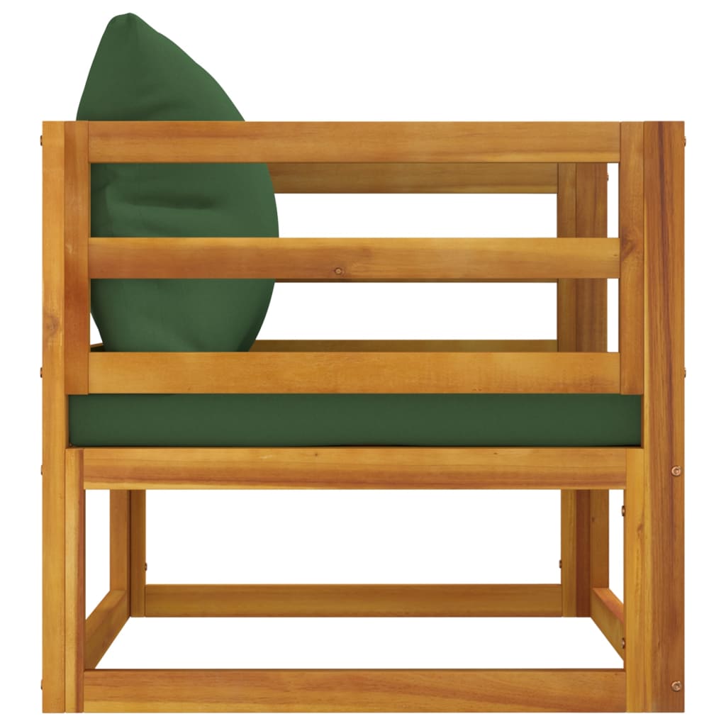 vidaXL Vrtna stolica sa zelenim jastucima od masivnog drva bagrema