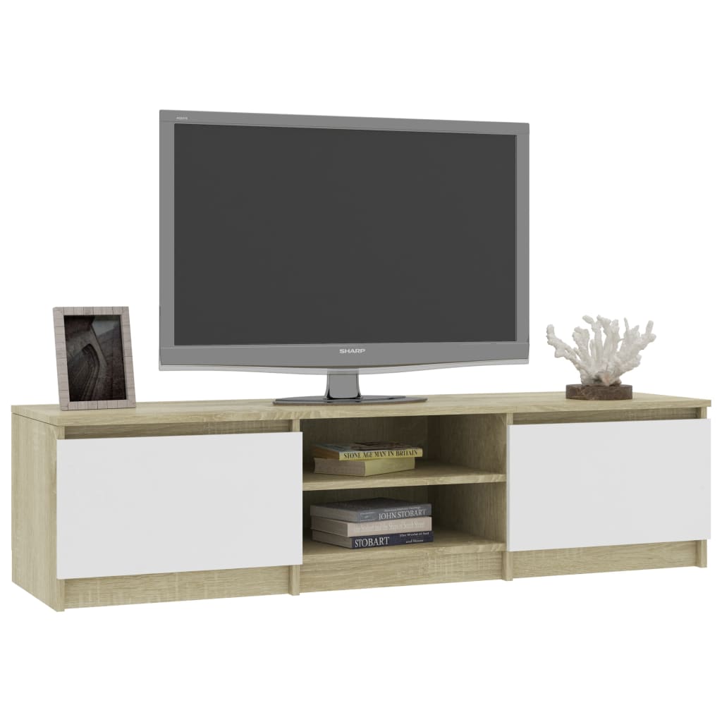 vidaXL TV ormarić od iverice bijeli i boja hrasta 140 x 40 x 35,5 cm