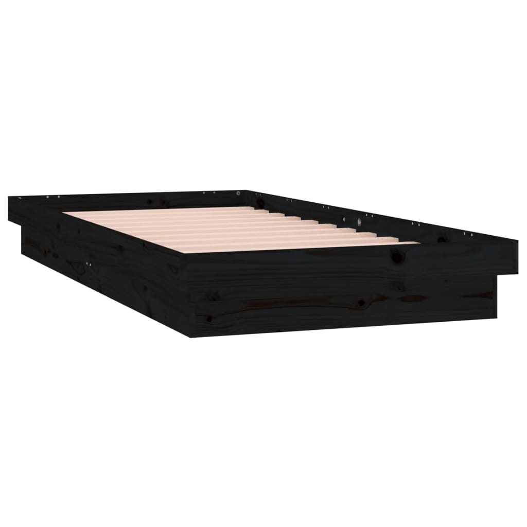 vidaXL LED okvir za krevet crni 100 x 200 cm od masivnog drva