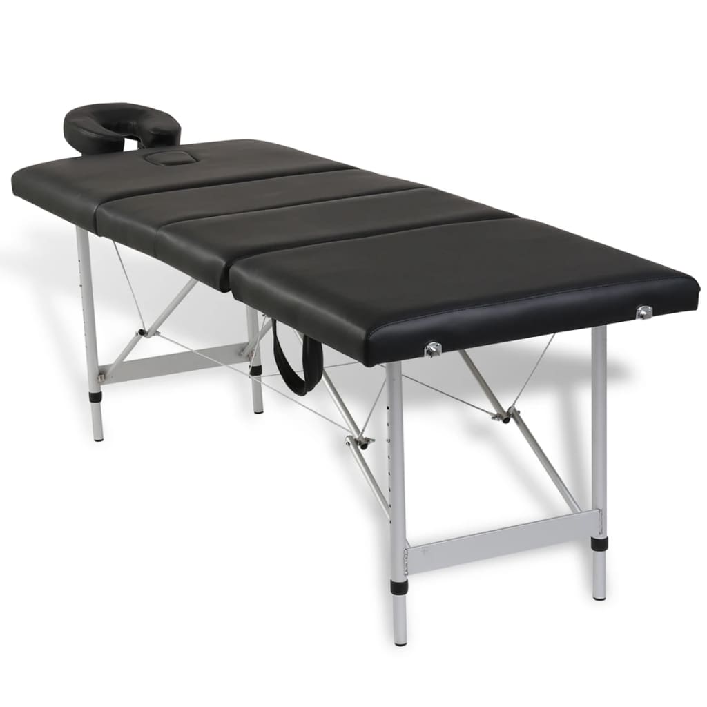 vidaXL Crni sklopivi stol za masažu s 4 zone i aluminijskim okvirom