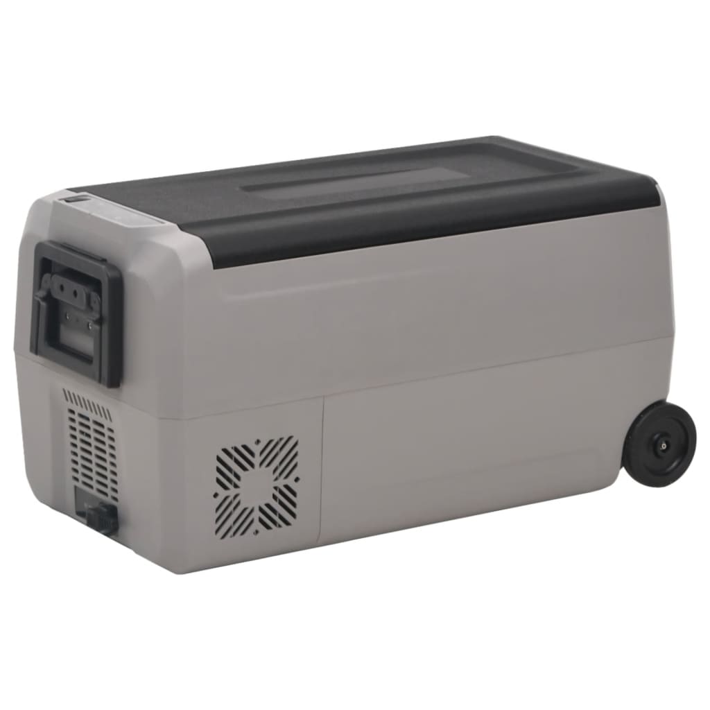 vidaXL Prijenosni hladnjak s kotačima i adapterom crno-sivi 50 L PP/PE