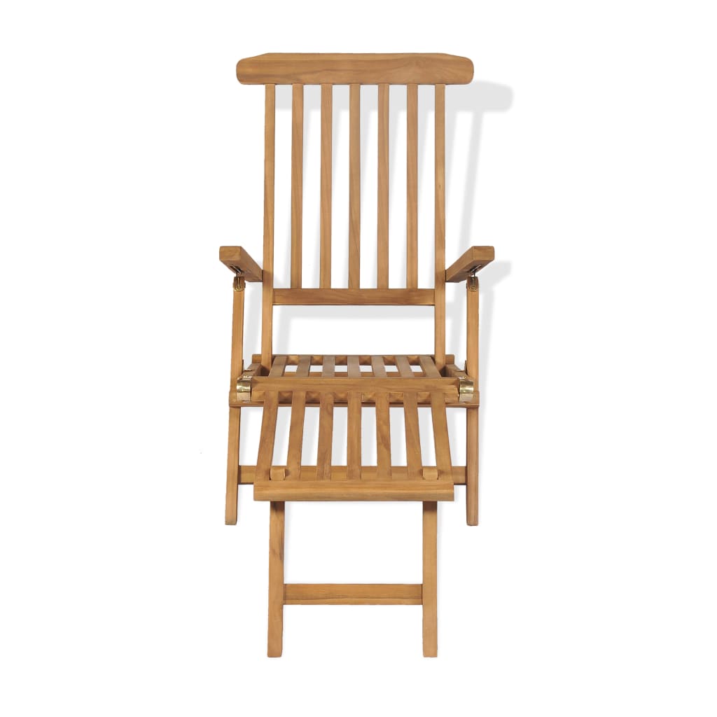 vidaXL Vrtna stolica s naslonom za noge masivna tikovina