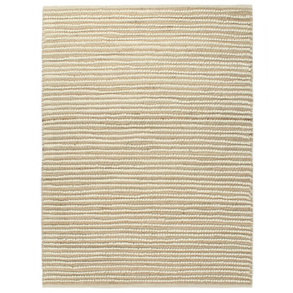vidaXL Tepih od konoplje i vune 80 x 150 cm prirodna i bijela boja