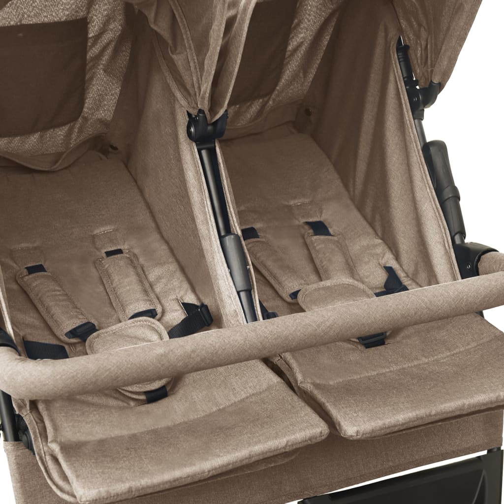 vidaXL Dječja kolica za blizance sivo-smeđa čelična