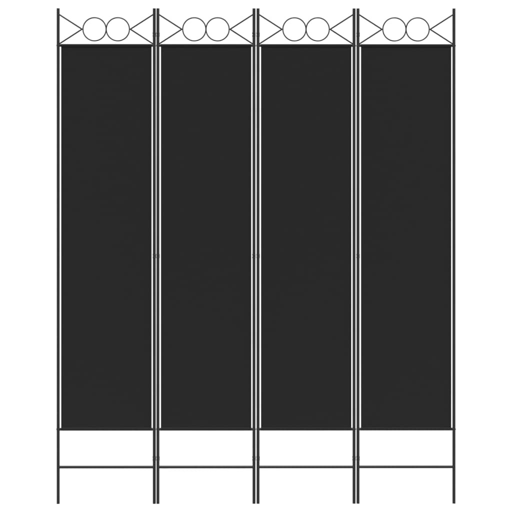 vidaXL Sobna pregrada s 4 panela crna 160 x 200 cm od tkanine