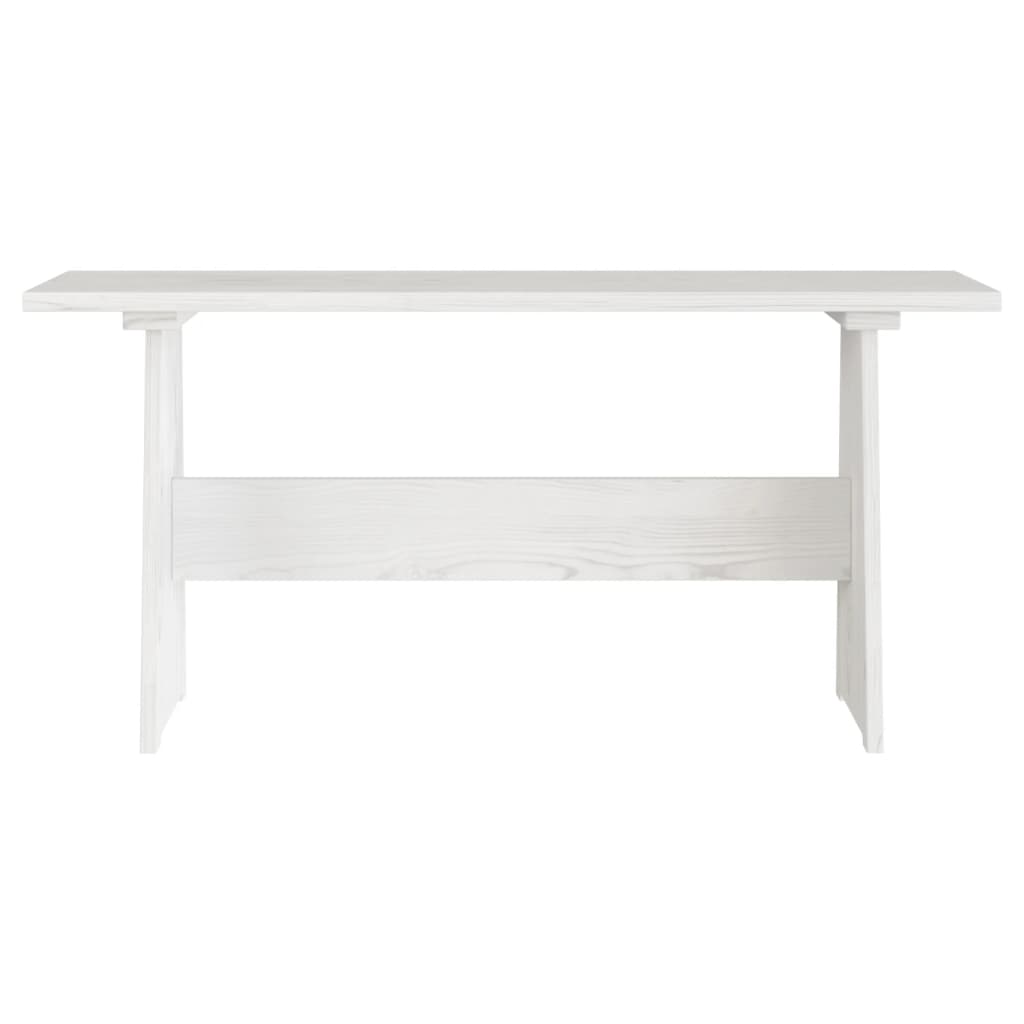 vidaXL Blagovaonski stol s klupom bijeli od masivne borovine