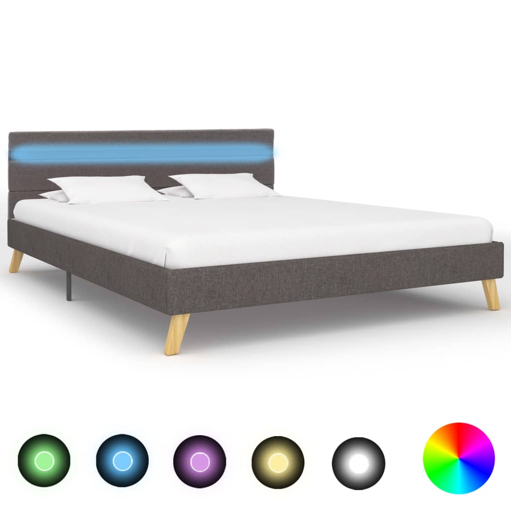 vidaXL Okvir za krevet od tkanine LED svjetlosivi 160 x 200 cm
