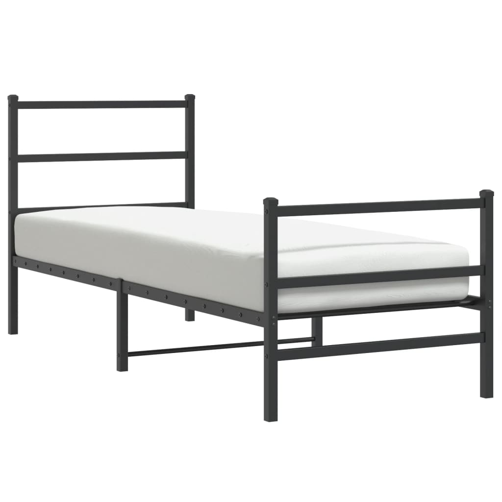 vidaXL Metalni okvir kreveta s uzglavljem i podnožjem crni 75 x 190 cm