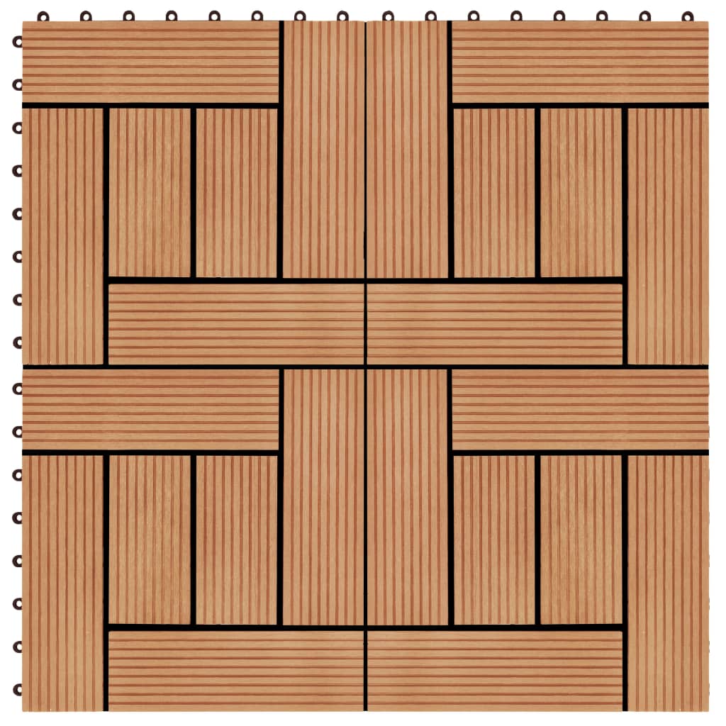 vidaXL Pločice za trijem 11 kom WPC 30 x 30 cm 1 m² boja tikovine