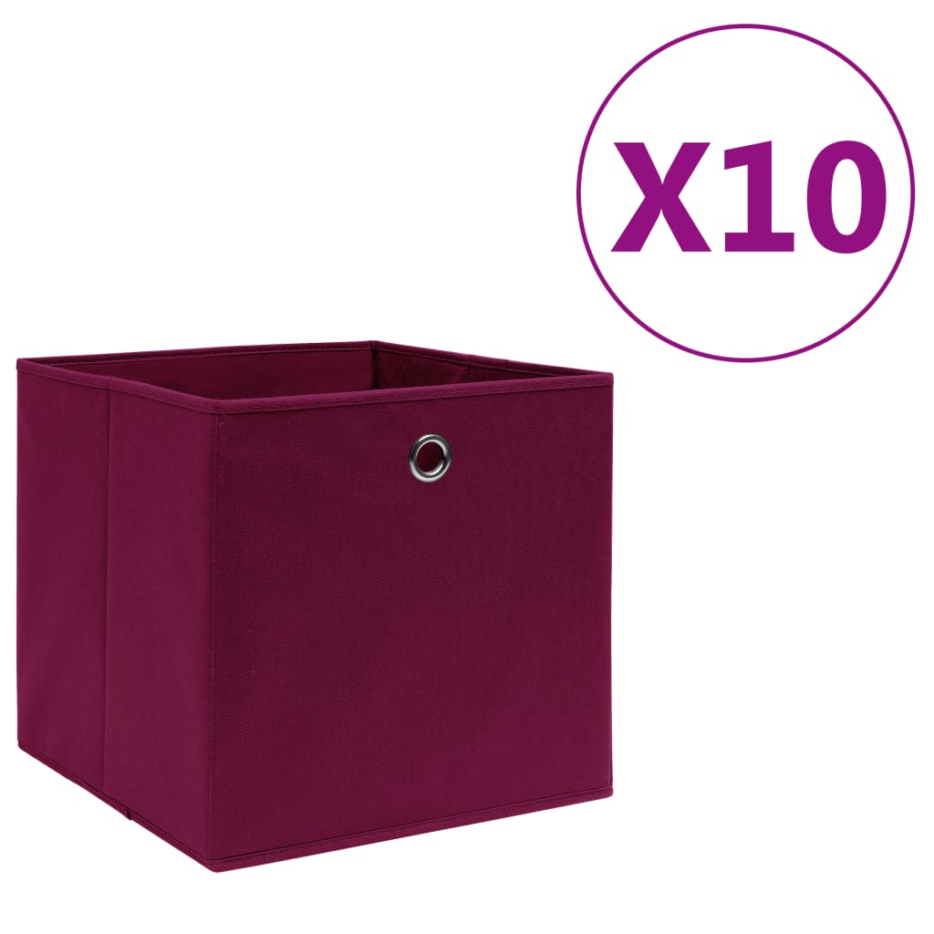 vidaXL Kutije za pohranu od netkane tkanine 10 kom 28x28x28 cm crvene