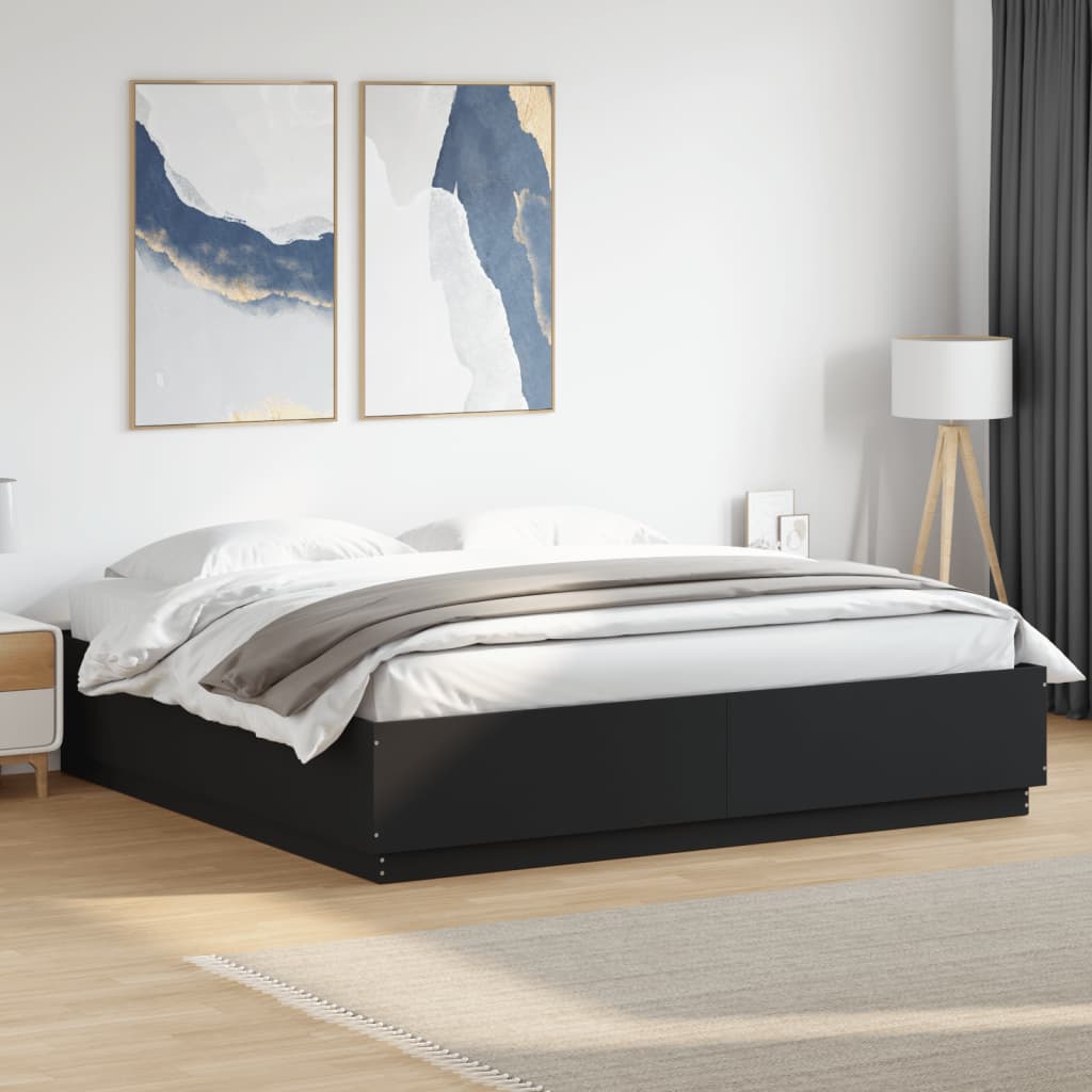 vidaXL Okvir kreveta s LED svjetlima crni 180x200 cm konstruirano drvo