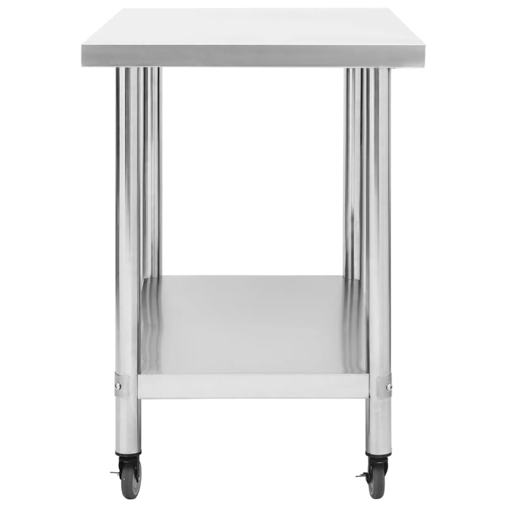 vidaXL Kuhinjski radni stol s kotačima 100x60x85 cm nehrđajući čelik