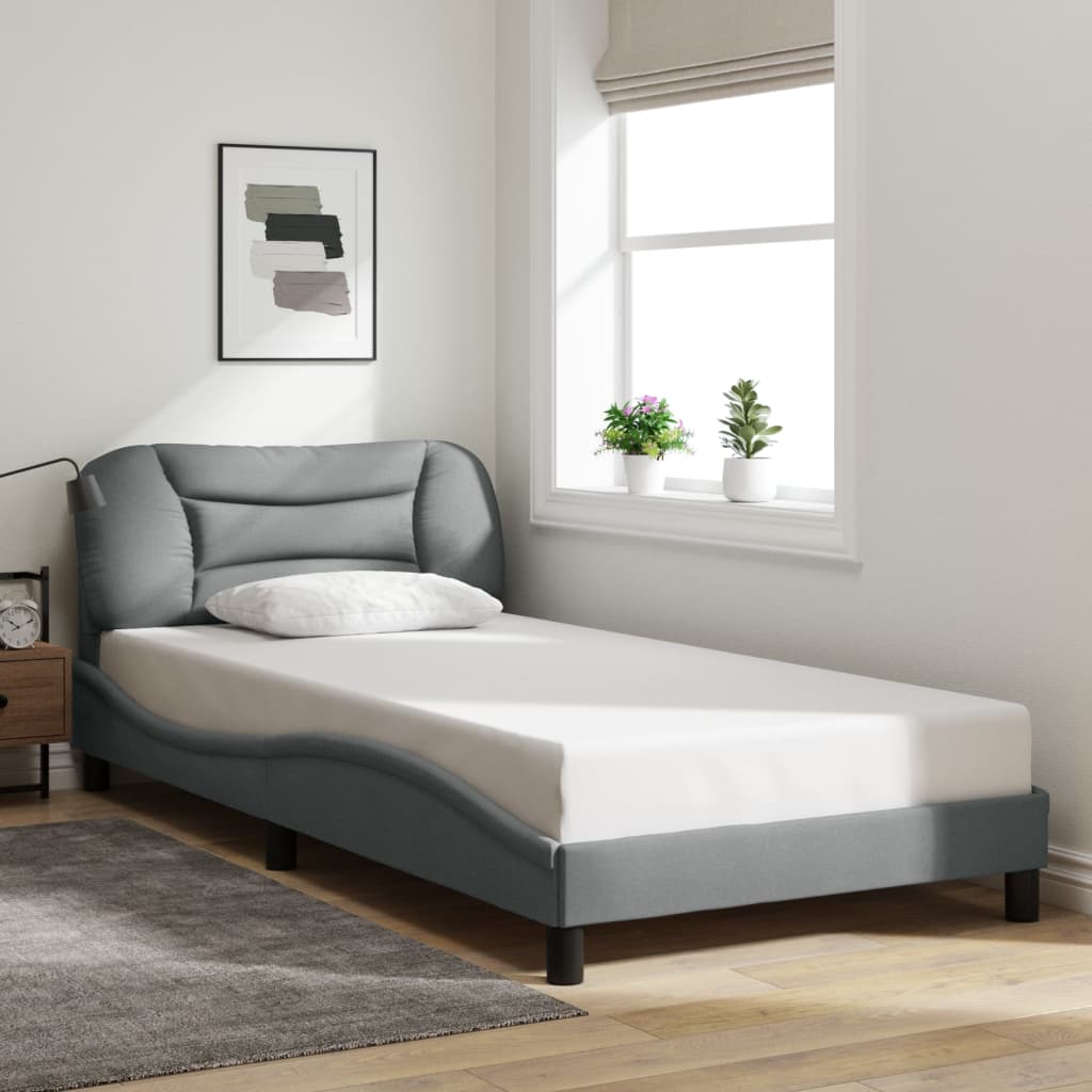 vidaXL Okvir za krevet s uzglavljem svjetlosivi 100x200 cm od tkanine