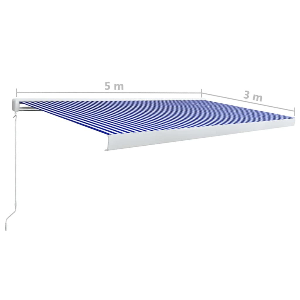 vidaXL Kazetna tenda na ručno uvlačenje 500 x 300 cm plavo-bijela