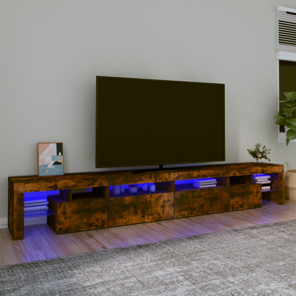 vidaXL TV ormarić s LED svjetlima boja dimljenog hrasta 260x36,5x40 cm