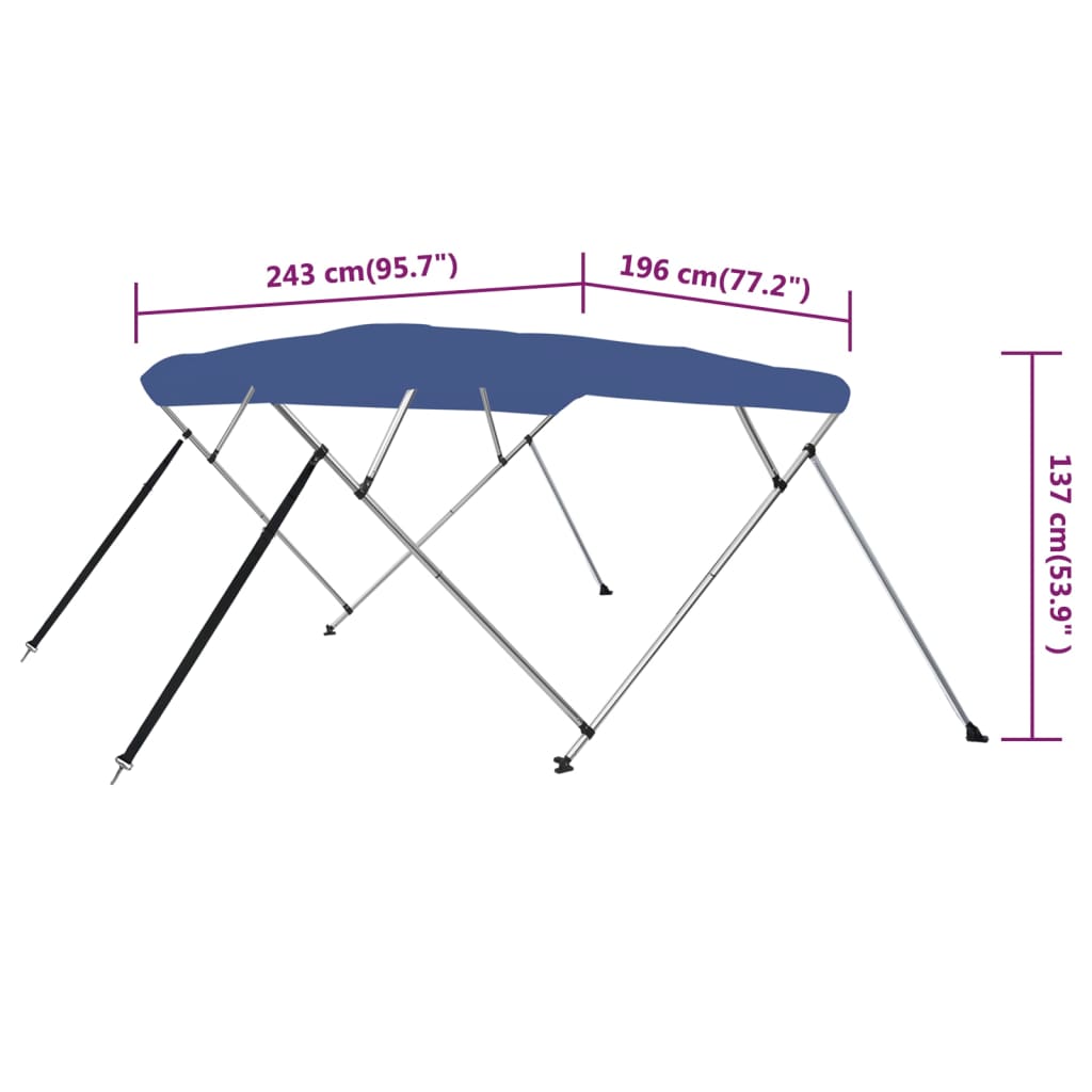 vidaXL Tenda bimini s 4 luka plava 243 x 196 x 137 cm