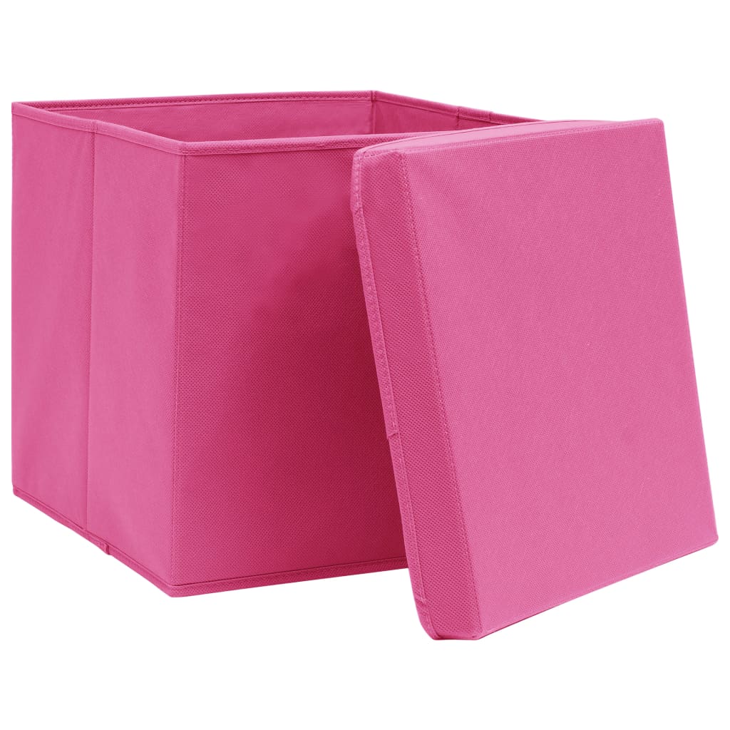 vidaXL Kutije za pohranu s poklopcima 4 kom roze 32x32x32 cm tkanina