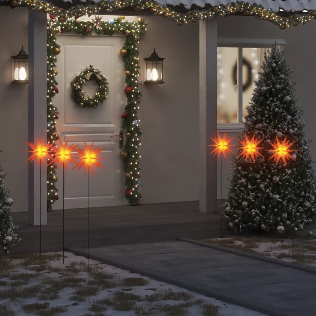 vidaXL Božićna svjetla sa šiljcima 3 kom LED sklopiva crvena 35 cm