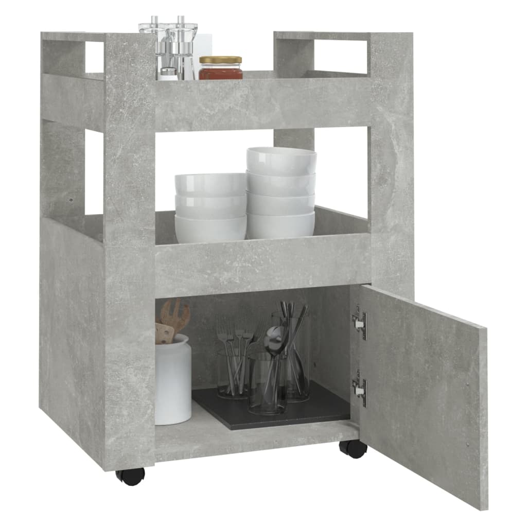 vidaXL Kuhinjska kolica siva boja betona 60x45x80 cm konstruirano drvo