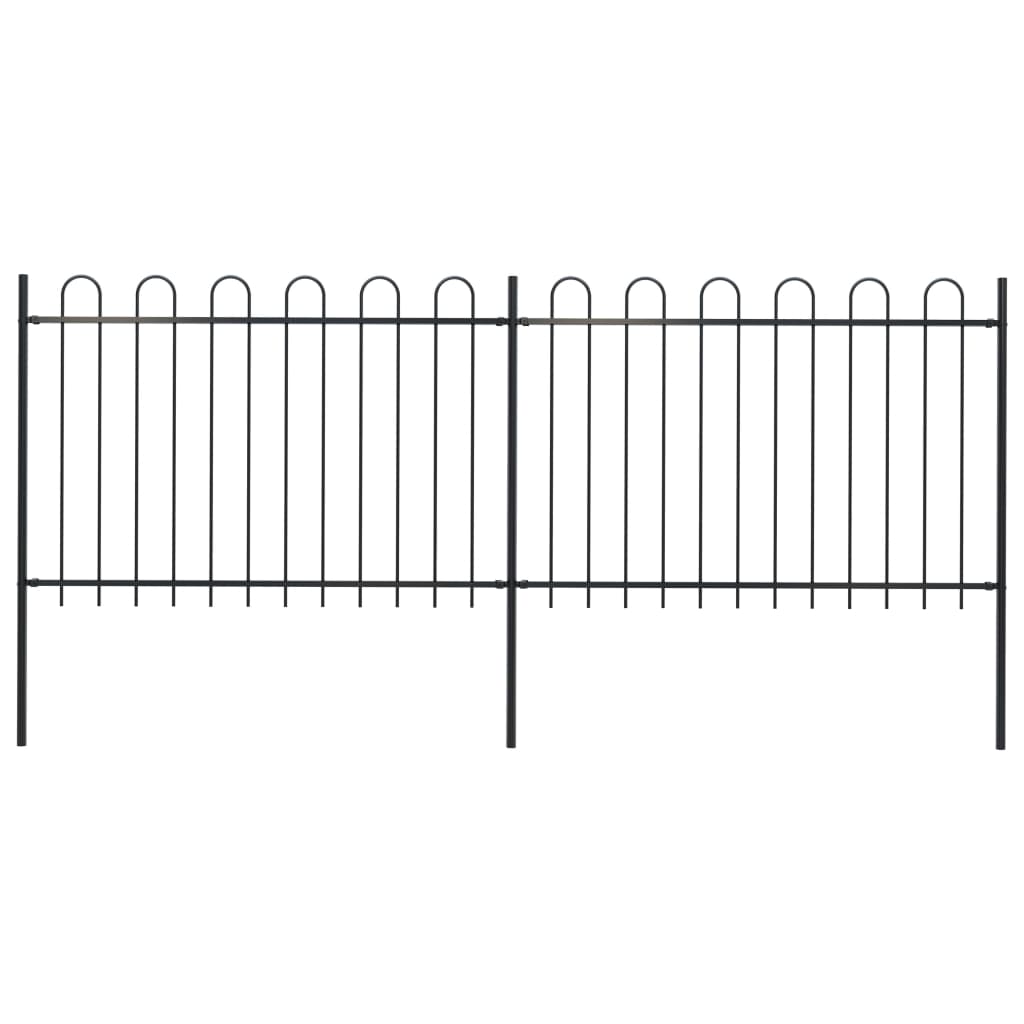 vidaXL Vrtna ograda s ukrasnim lukovima čelična 3,4 x 1,2 m crna