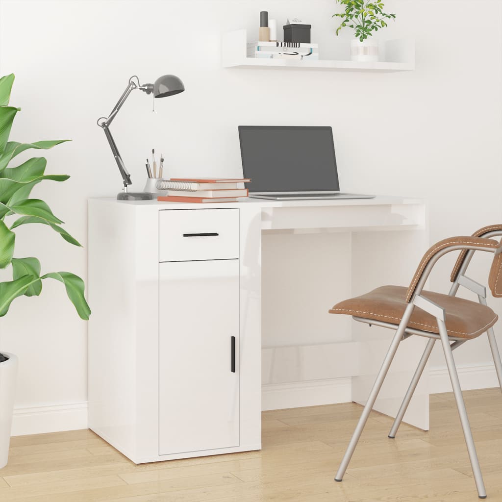 vidaXL Ormarić za radni stol sjajni bijeli drveni