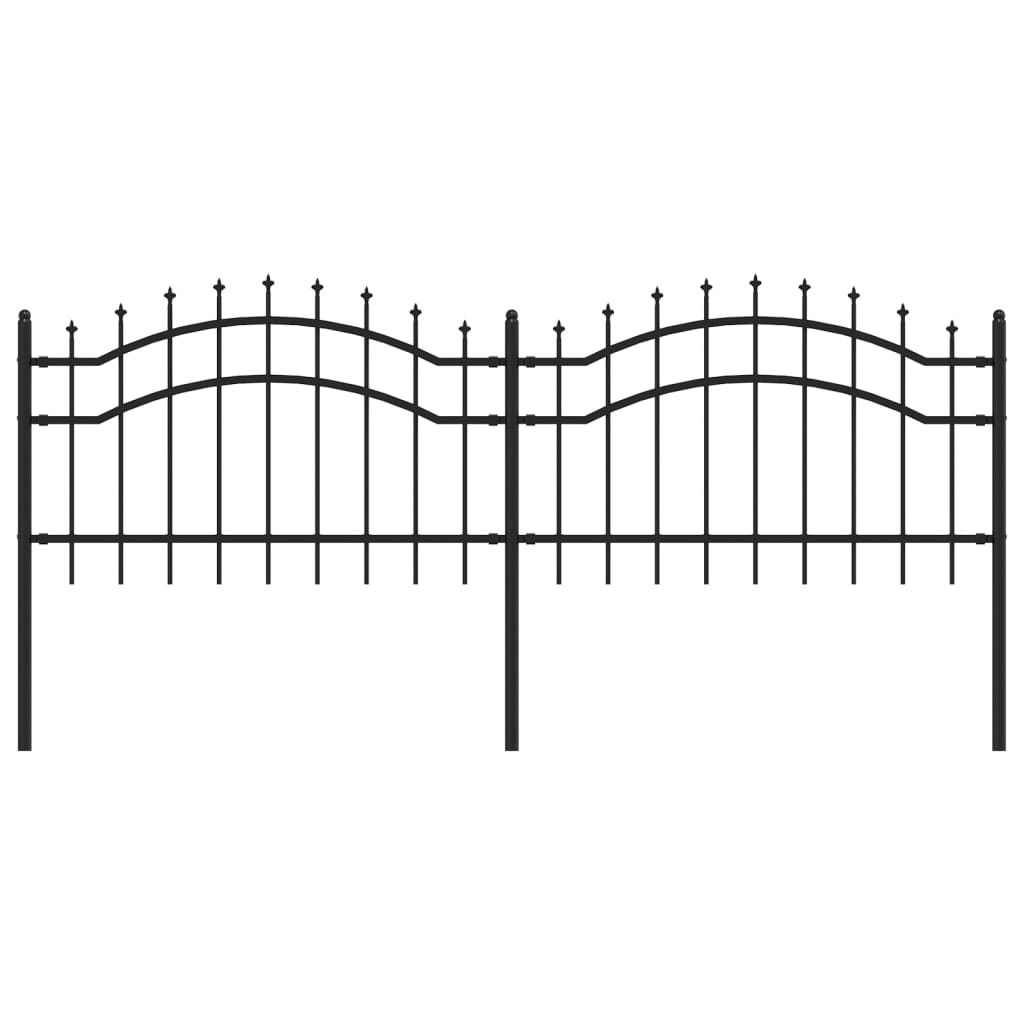 vidaXL Vrtna ograda sa šiljcima crna 115 cm od čelika obloženog prahom