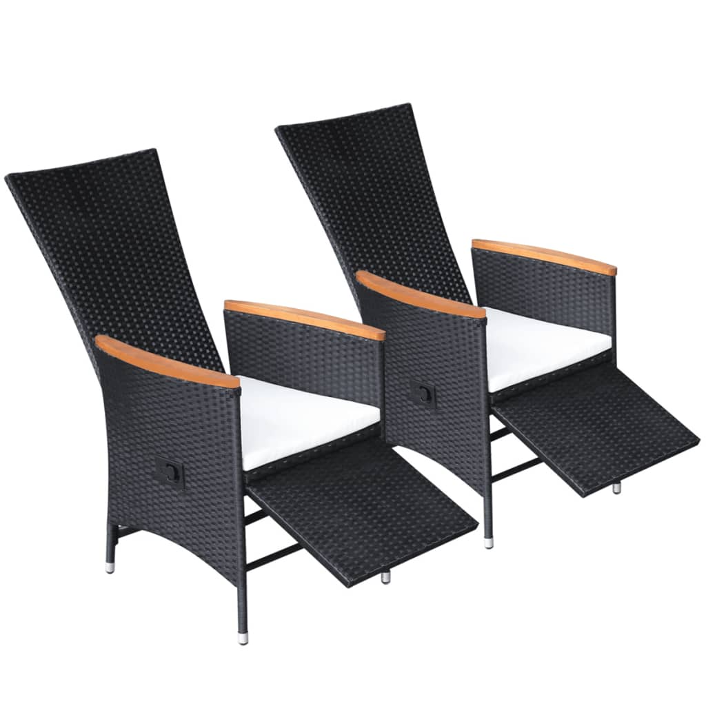 vidaXL Vrtne stolice 2 kom s jastucima poliratan crna