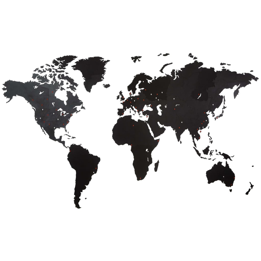MiMi Innovations zidna drvena karta svijeta Giant crna 280 x 170 cm