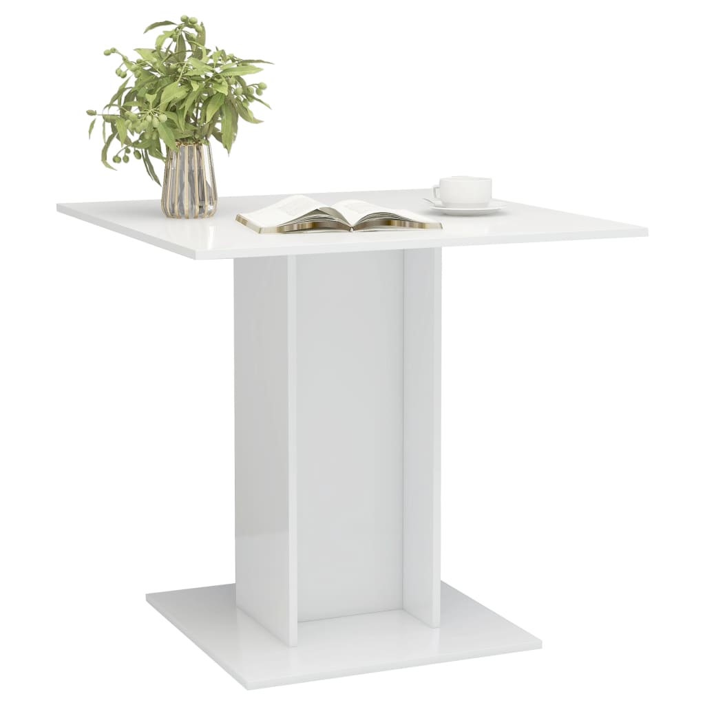 vidaXL Blagovaonski stol visoki sjaj bijeli 80 x 80 x 75 cm od iverice