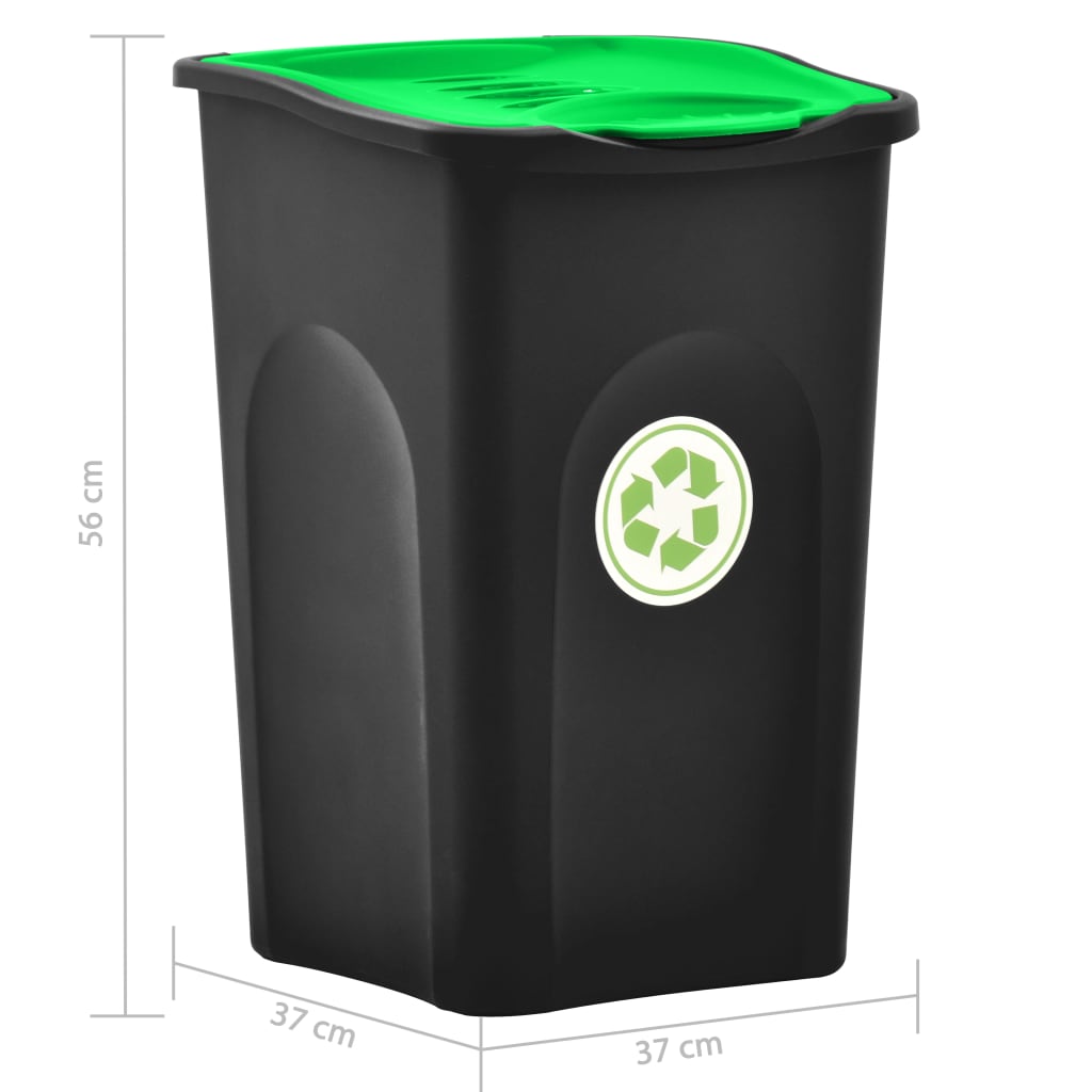 vidaXL Kanta za smeće s preklopnim poklopcem 50 L crno-zelena