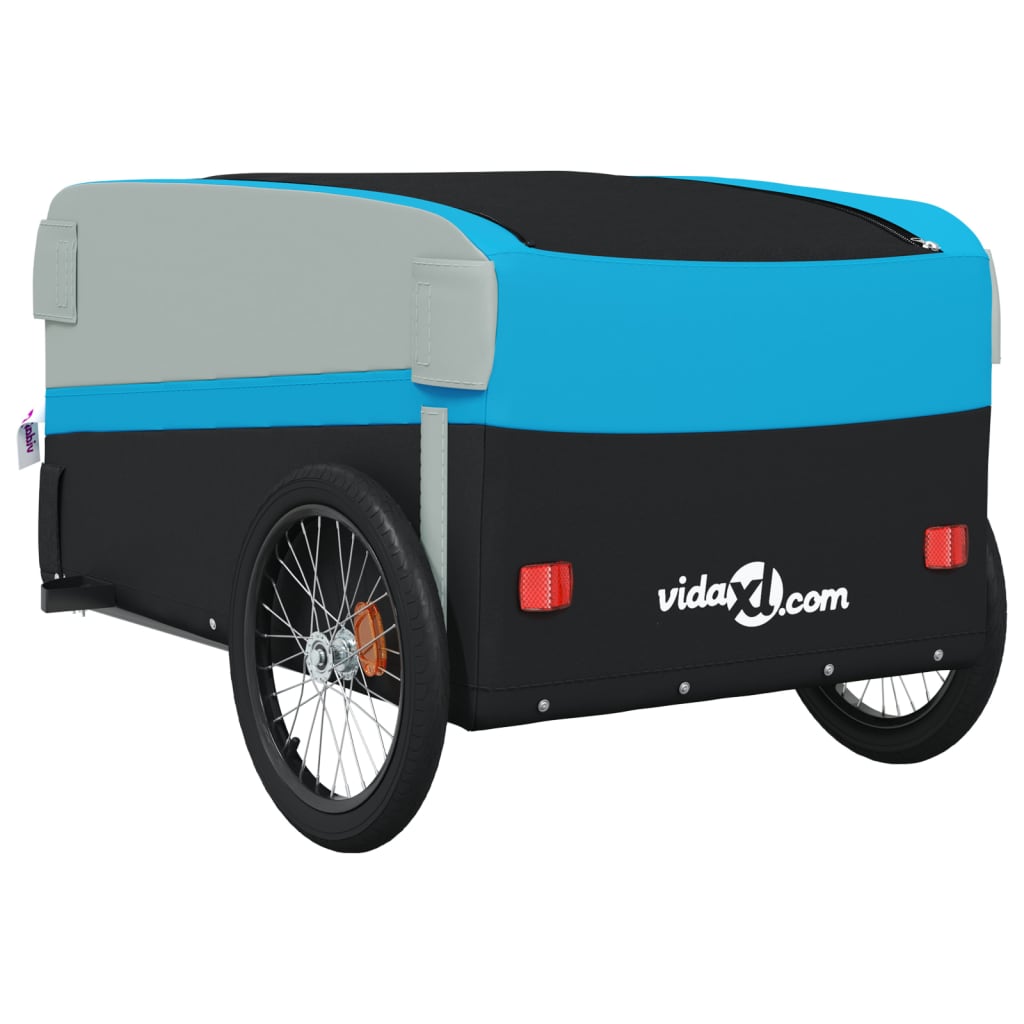 vidaXL Prikolica za bicikl crno-plava 45 kg željezna