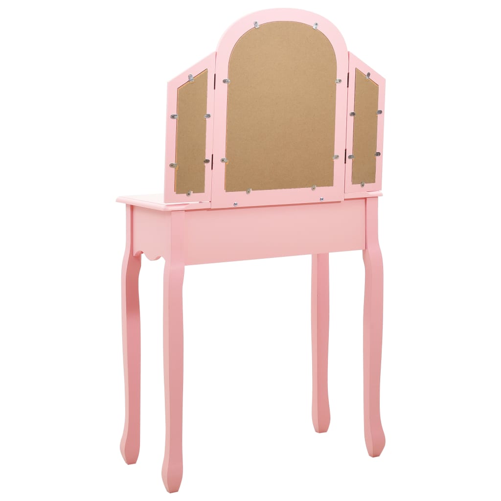 vidaXL Toaletni stolić sa stolcem rozi 65x36x128 cm paulovnija i MDF