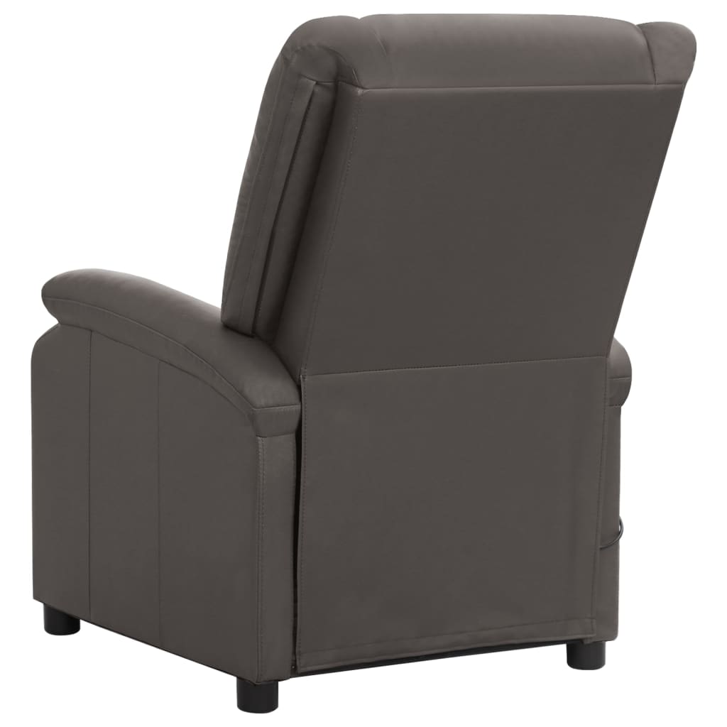 vidaXL Masažna fotelja od prave kože siva