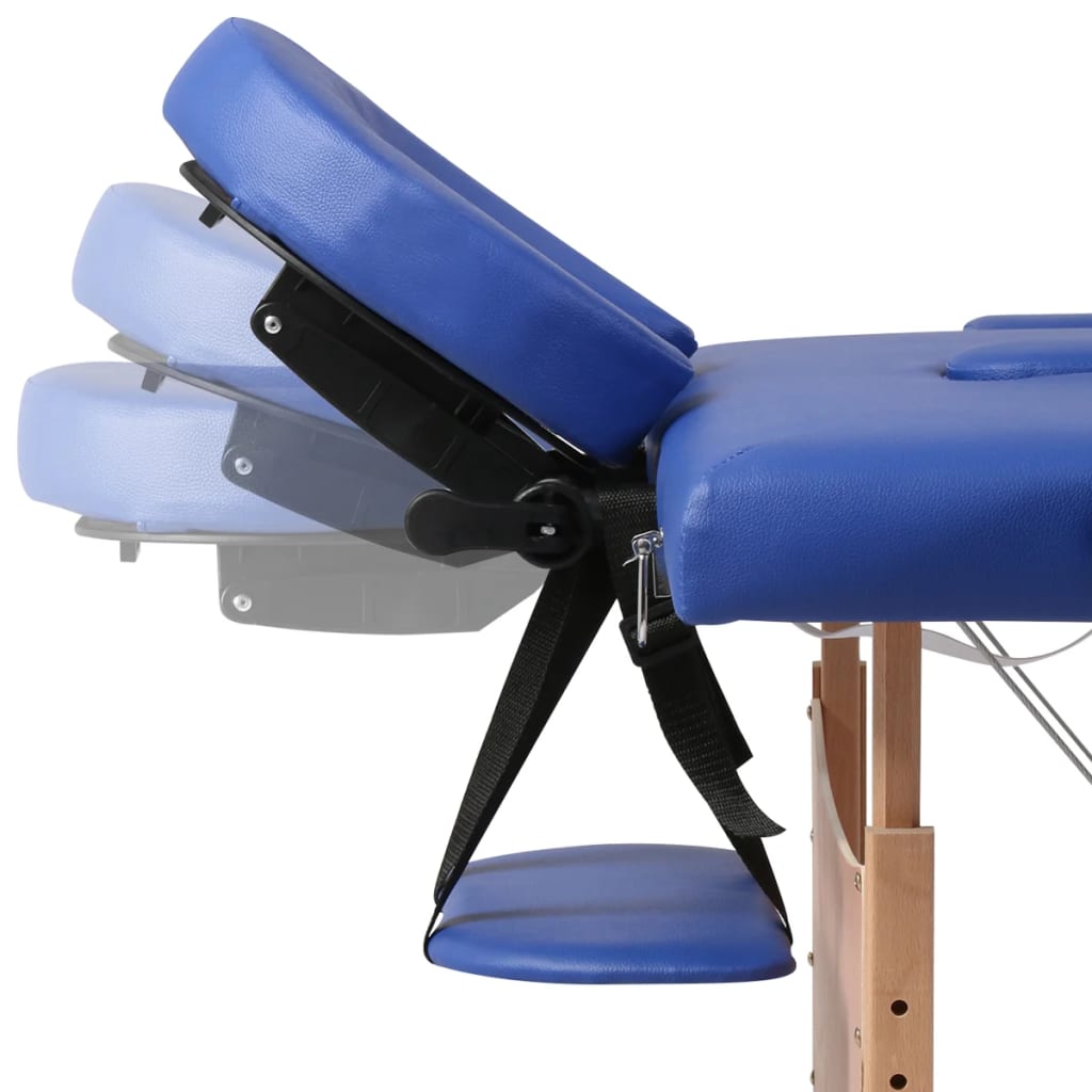 vidaXL Sklopivi Stol za Masažu s Drvenim Okvirom Trodijelni Plavi