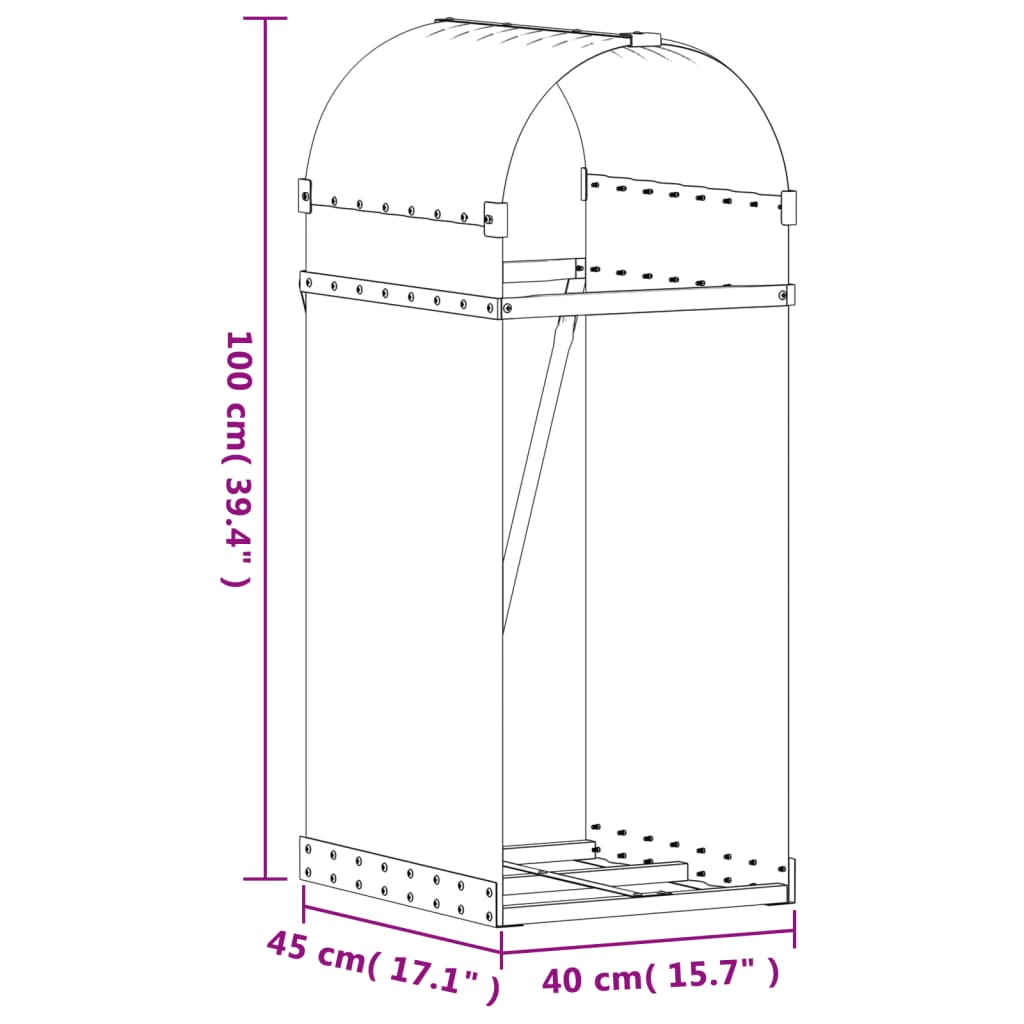 vidaXL Držač za cjepanice smeđi 40 x 45 x 100 cm od pocinčanog čelika
