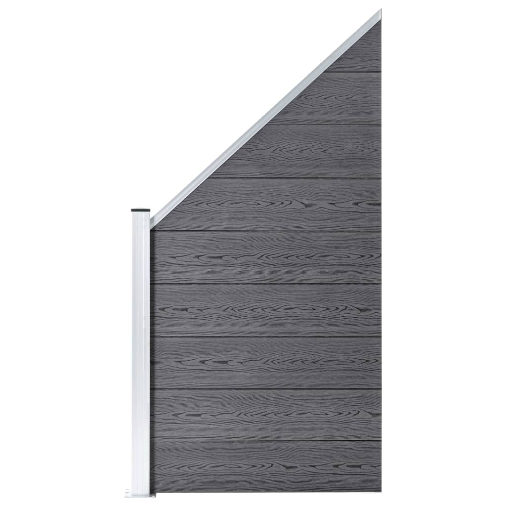 vidaXL Set ograda pd WPC-a 3 kvadratne + 1 kosa 619 x 186 cm sivi