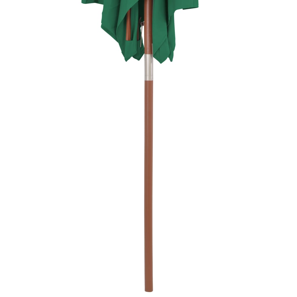 vidaXL Vrtni suncobran s drvenom šipkom 150 x 200 cm zeleni