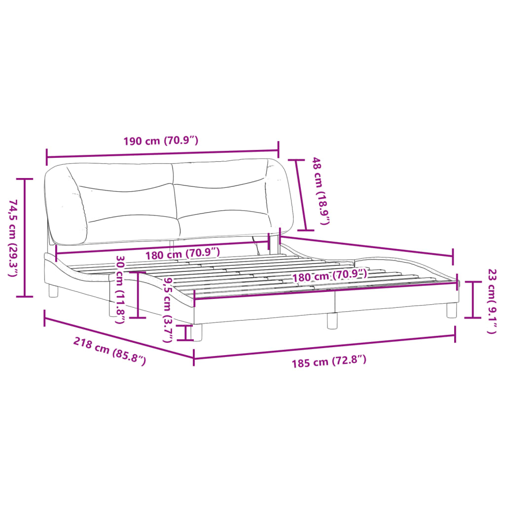 vidaXL Okvir kreveta s LED svjetlima tamnosivi 180 x 200 cm od tkanine