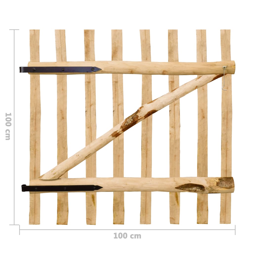 vidaXL Jednostruka vrata za ogradu od drva lješnjaka 100 x 100 cm
