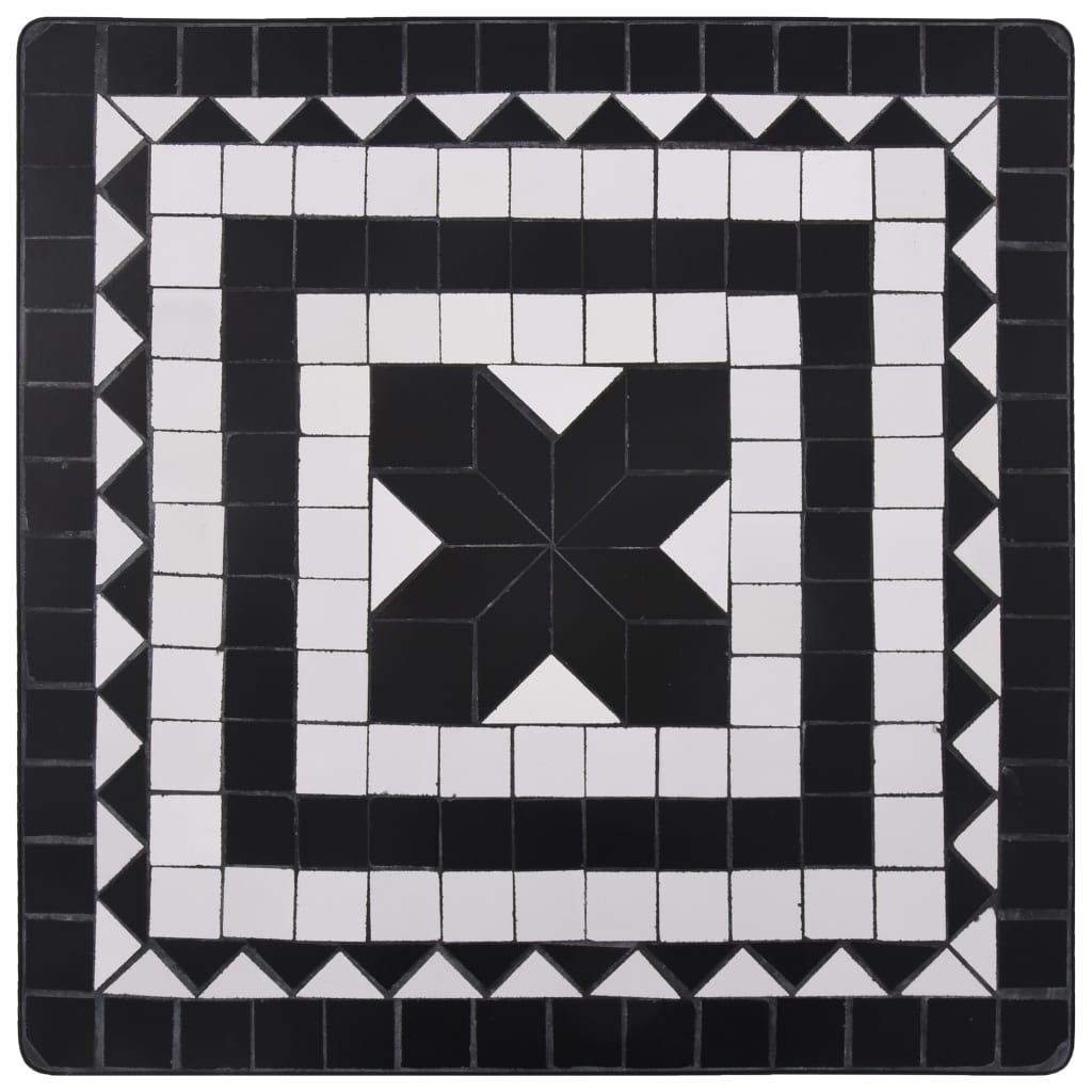 vidaXL Bistro stolić s mozaikom crno-bijeli 60 cm keramički