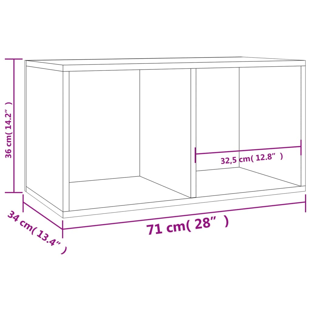 vidaXL Kutija za pohranu vinilnih ploča boja hrasta 71x34x36 cm drvena