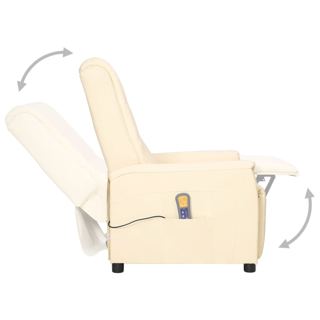 vidaXL Masažna fotelja od umjetne kože krem