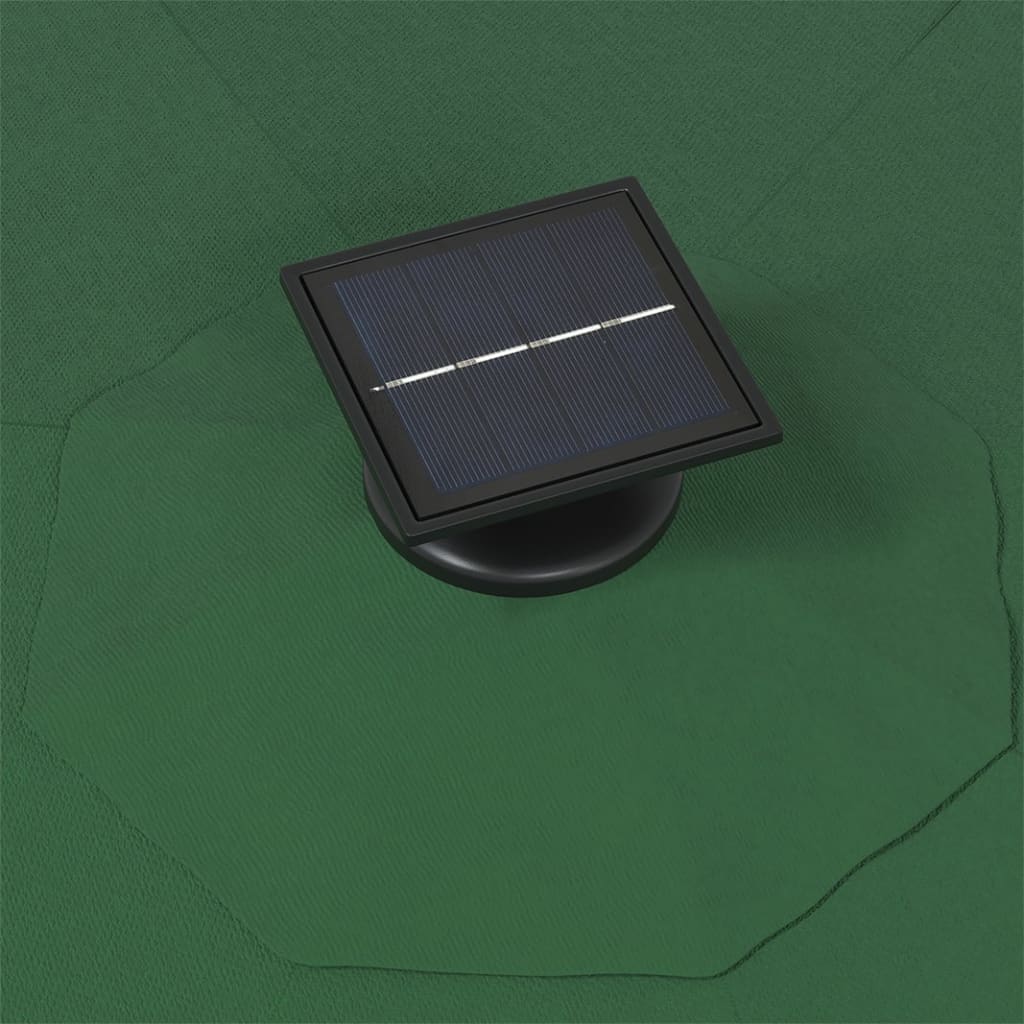 vidaXL Zidni suncobran s LED svjetlima i metalnom šipkom 300 cm zeleni