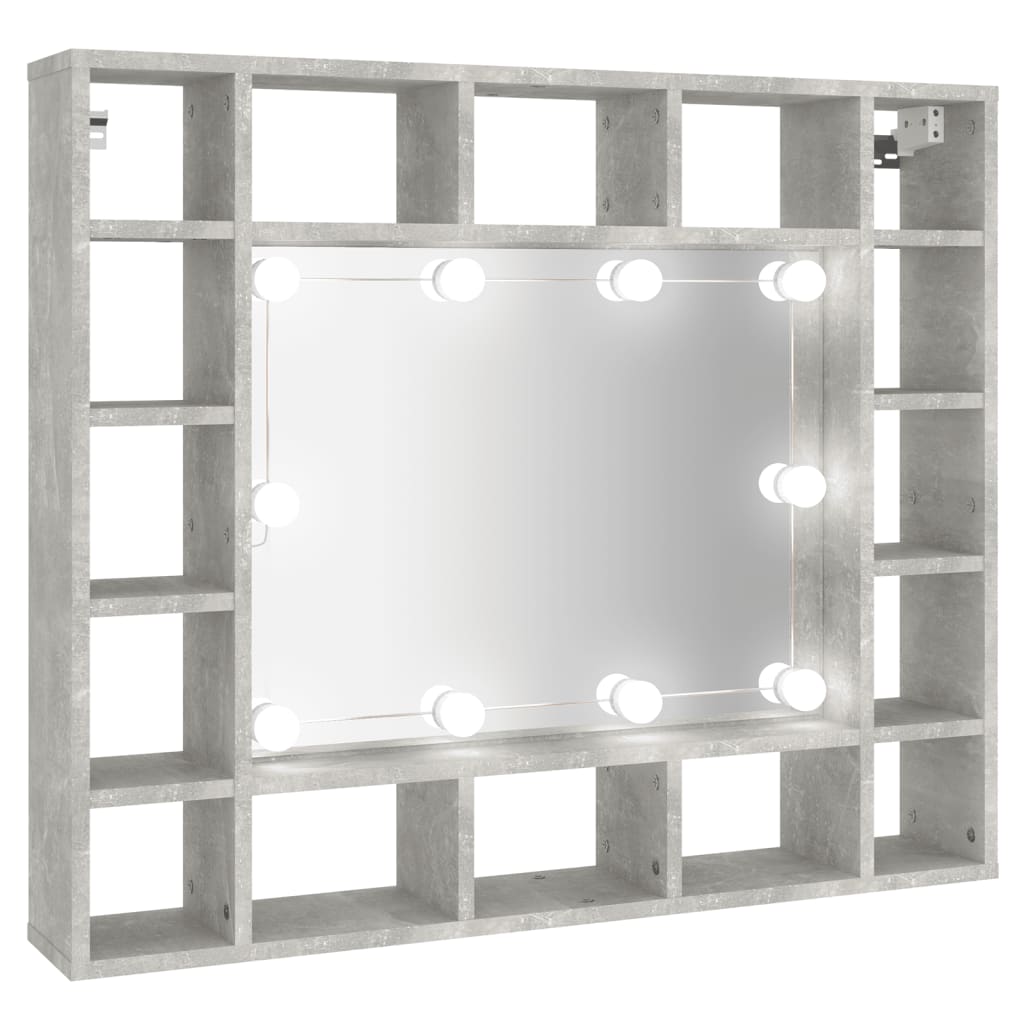 vidaXL Kupaonski ormarić s ogledalom LED boja betona 91 x 15 x 76,5 cm
