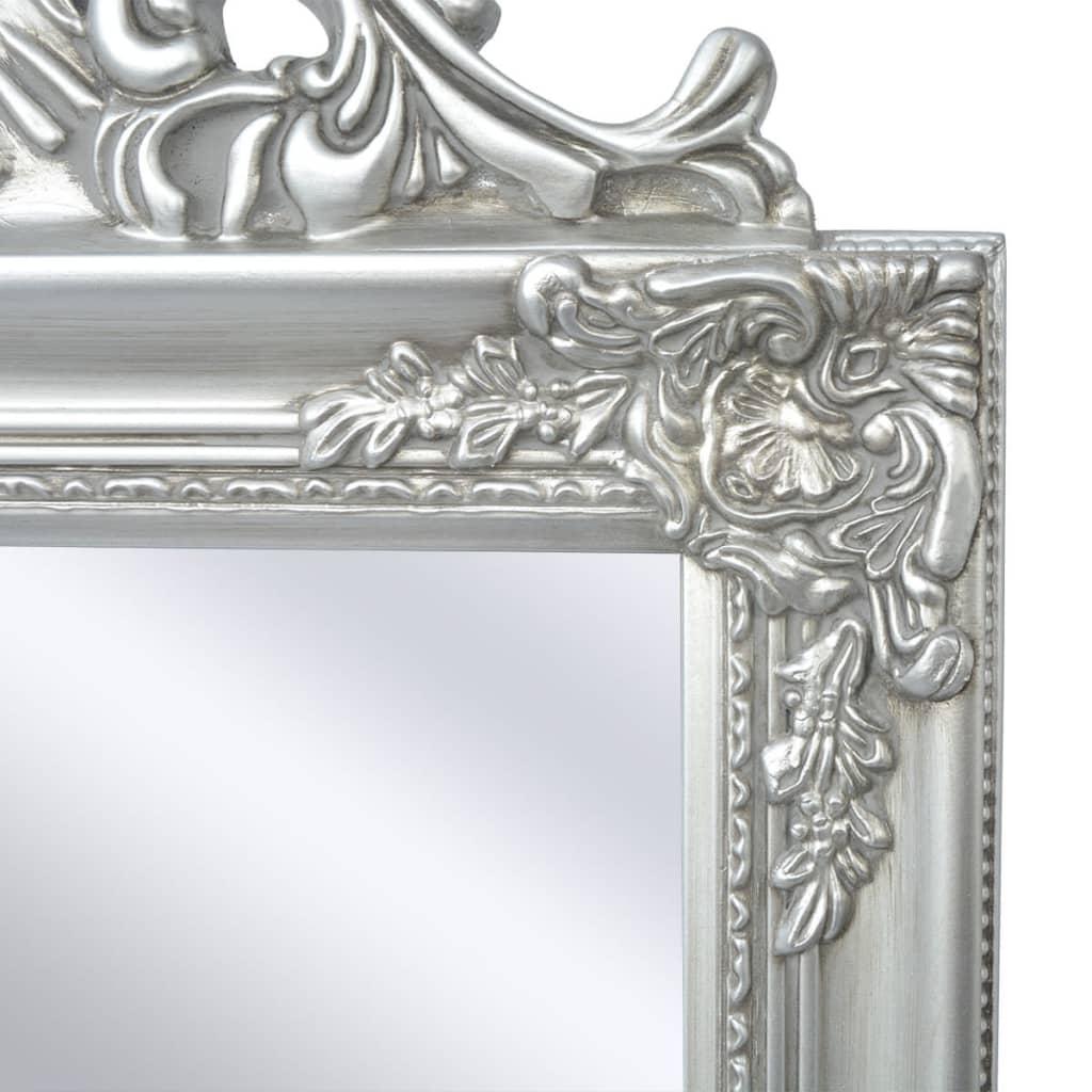 vidaXL Samostojeće zidno ogledalo u baroknom stilu 160 x 40 cm srebrno