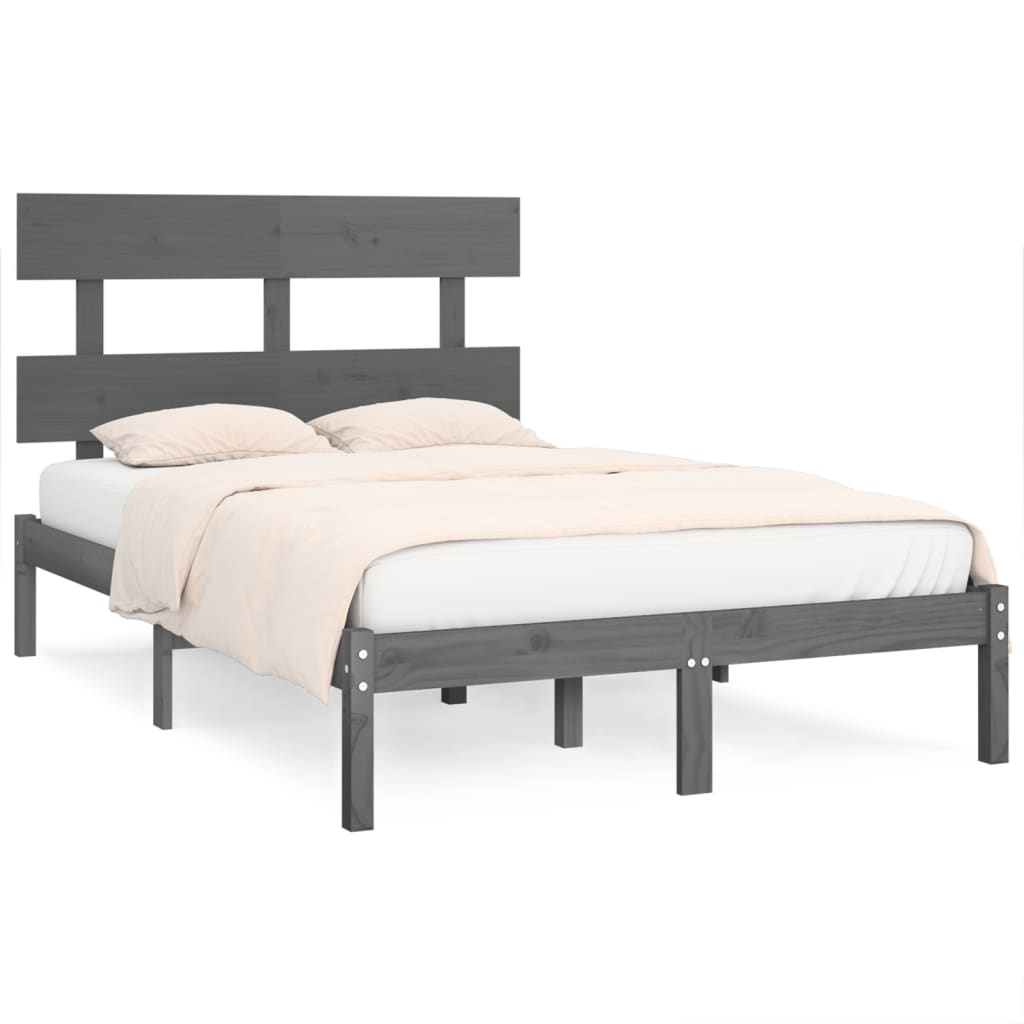 vidaXL Okvir za krevet od masivnog drva sivi 160 x 200 cm