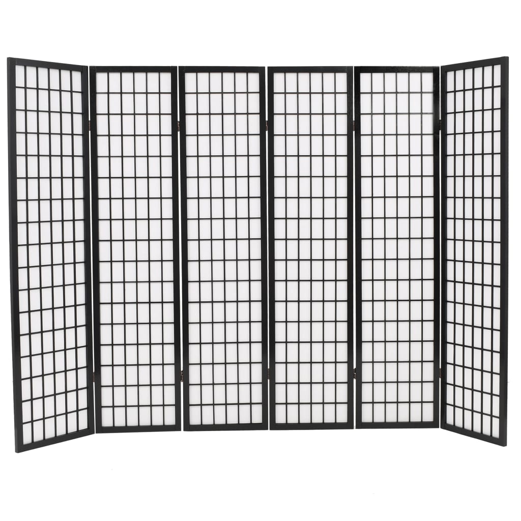 vidaXL Sklopiva sobna pregrada sa 6 panela u japanskom stilu 240x170 cm crna