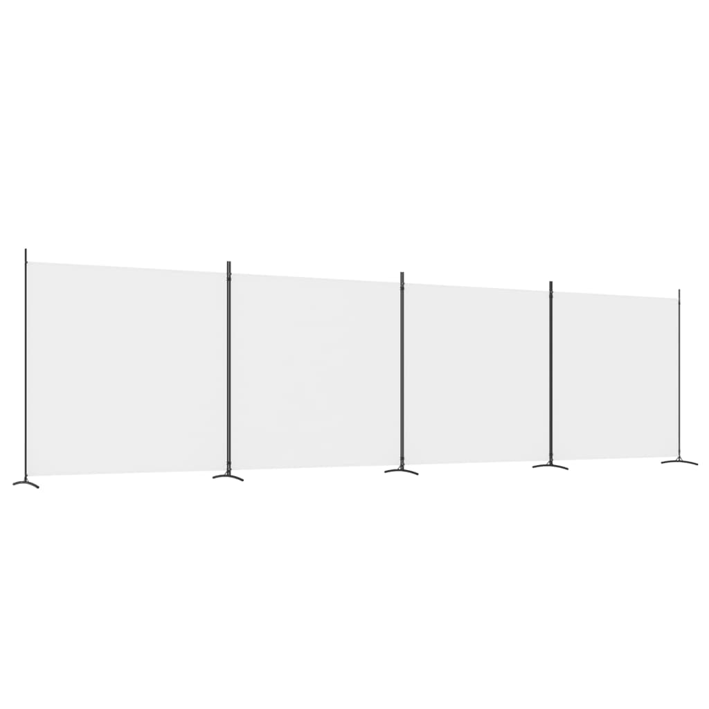 vidaXL Sobna pregrada s 4 panela bijela 698x180 cm od tkanine