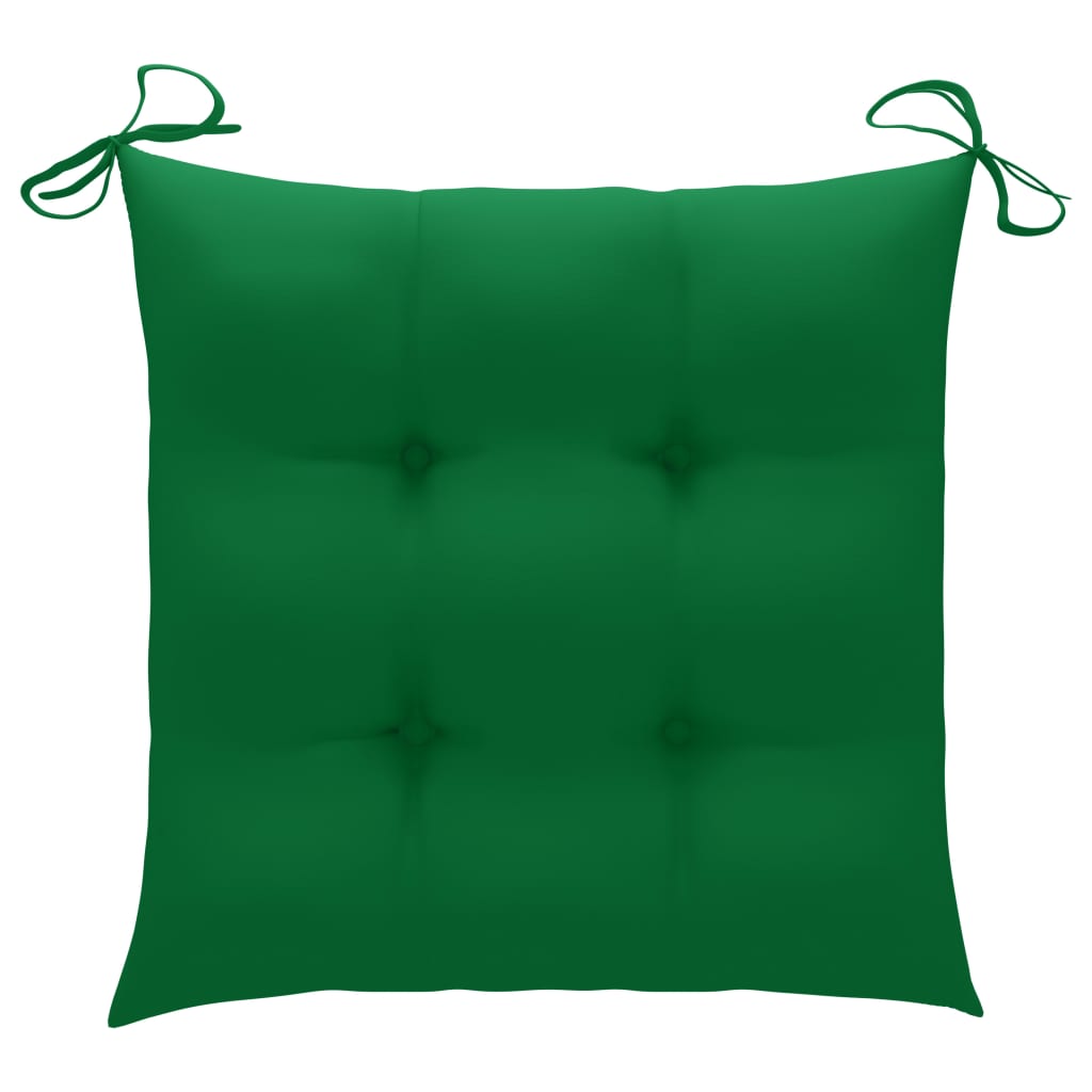 vidaXL 3-dijelni bistro set sa zelenim jastucima od masivne tikovine